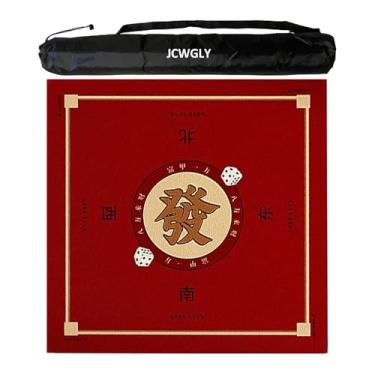 Imagem de Tapete Quadrado Grosso De Mahjong Com Bolsa De Transporte, Tapete De Mesa Antiderrapante E Redutor De Ruído, Para Mah Jong E Pôquer(Red,90x90 cm/35.43x35.43 in)