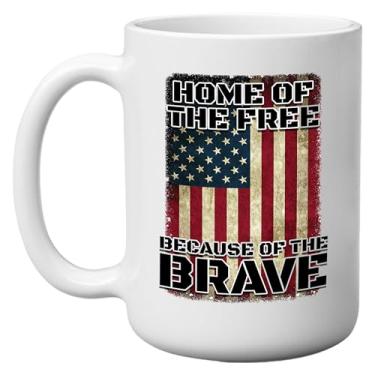 Imagem de DAJDC Caneca de café veterano militar bandeira dos EUA Home of The Free Because Of The few Novelty Cup Gift For Marine Navy Army Air Force (Home of Free)