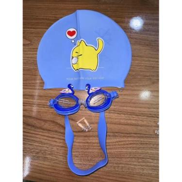 Imagem de Kit Infantil De Natação Com Touca e Óculos Para Criança Menino ou Meni