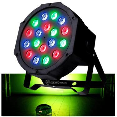 Imagem de Canhão Refletor Rgb Jogo De Luz 18 Led Fácil E Prático De Controlar TB