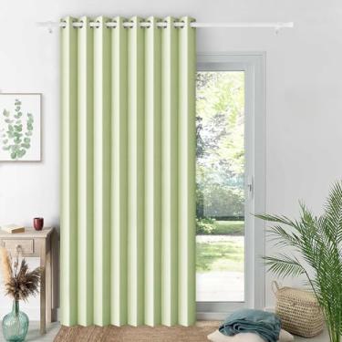 Imagem de HMYI Cortinas magnéticas plissadas de linho sintético 100% blackout - Cortina de privac...