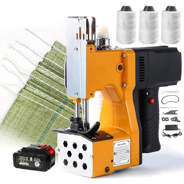 Imagem de Máquina de costura elétrica portátil, fecho de bolsa sem fio 36V 2600mAh com linha de costura de 3 unidades, máquina de fechamento de bolsa para costura externa de sacos de areia, sacos PP t