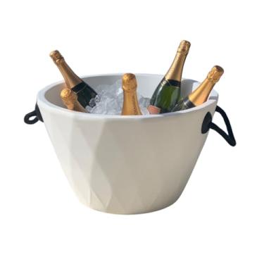 Imagem de Champanheira em Branco Balde para Gelo e Bebidas com Alças Design Moderno