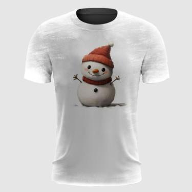 Imagem de Camiseta Boneco de Neve com Gorro Papai Noel - FABRIQUETA, G