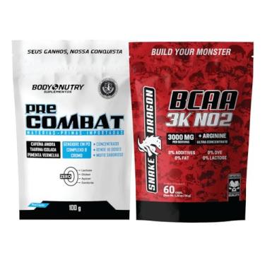 Imagem de Kit 1x Pre Combat Cafeína Taurina Isolada Pimenta Vermelha Complexo B Cromo Concentrado - Body Nutry + 1x BCAA 3K No2 3000Mg Porção Arginina Ultra Concentrado 60 Cápsulas - Snake Dragon (100 g, Maçã verde)