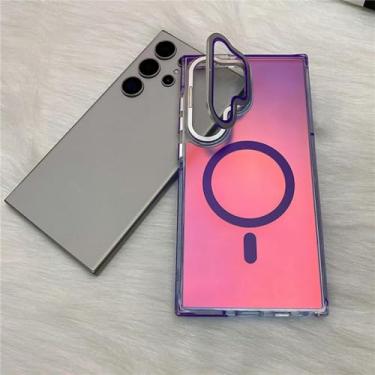 Imagem de HPQWN Para Samsung Galaxy S24 Ultra Luxury Matte Magnetic Case Capa rígida com carregamento sem fio (para Samsung Galaxy S24 Ultra/Deep Purple)