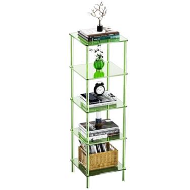 Imagem de solaround Estante de acrílico, pequena estante, prateleiras de armazenamento de canto independentes, prateleira de exibição para sala de estar, quarto (verde)
