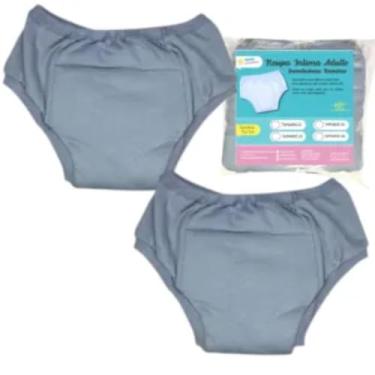 Imagem de Roupa Intima Unissex em Algodão Adulto Tamanho Especial Plus Size Absorvente Incontinencia Urinária Segura Escapes Xixi kit 2unds Cinza (G1)