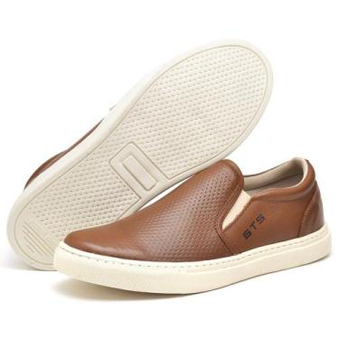 Imagem de Tênis Slip On GTS Masculino em Couro, Caramelo, 37