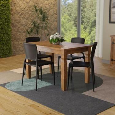 Imagem de Conjunto Mesa Madeira Maciça Marin Brasil 4 Cadeiras Sofia Fechada Preta Tramontina