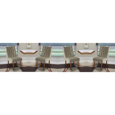 Imagem de Jogo 04 Cadeiras de Jantar Estofada Cozinha Paris Suede Bege Do Lar Mó
