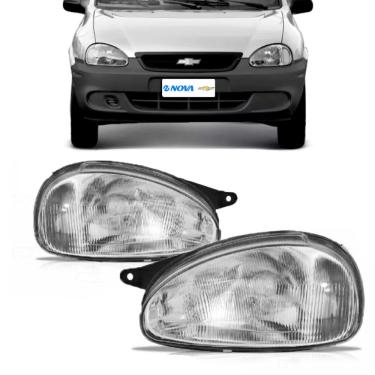 Imagem de Par Farol Cromado Lente De Vidro Arteb Corsa 1994 A 2000