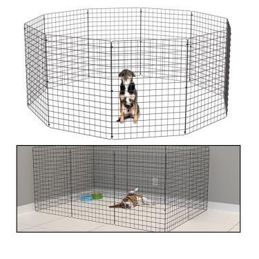 Imagem de Cercado Móvel para Cachorro Coelho 10 Telas 80cm Altura Cercadinho Pet para Adestrar Filhotes Preto