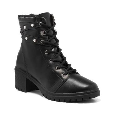 Imagem de Bota Coturno Feminino Cano Curto Tachas Tratorada Macia - Stessy Shoes