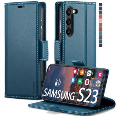 Imagem de Capa para Samsung Galaxy S23 5G, capa carteira para Samsung Galaxy S23 5G com [bloqueio RFID] suporte para cartão magnético, capa carteira flip de couro para Samsung Galaxy S23 5G 6,1 polegadas (azul moderno)
