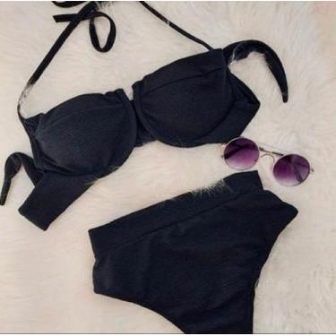 Imagem de Biquini Cintura Alta Hot Pants - Migri Store, Preto, P/M veste 38 40
