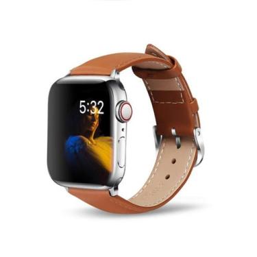 Imagem de Pulseira Couro compatível com IWO Watch Series 9, 8, 7, 6, 5, 4, 3, 2 