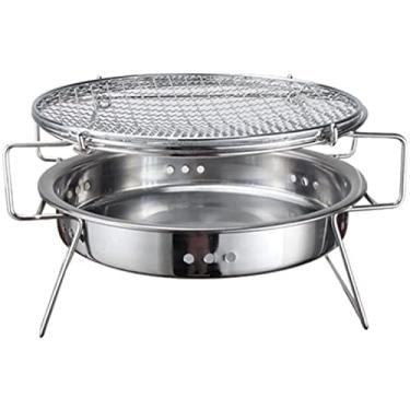 Imagem de Churrasqueira ao ar livre a gás fogão de aço inoxidável portátil ao ar livre churrasco piquenique fogão a carvão dobrável rede de churrasco equipamento de acampamento