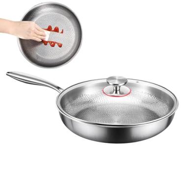 Imagem de Frigideira Antiaderente, Frigideira Para Com Tampa, Utensílios De Cozinha Multifuncionais Em Titânio, Frigideira Texturizada Para Fogão De Indução E Cozinha Ao Ar Livre
