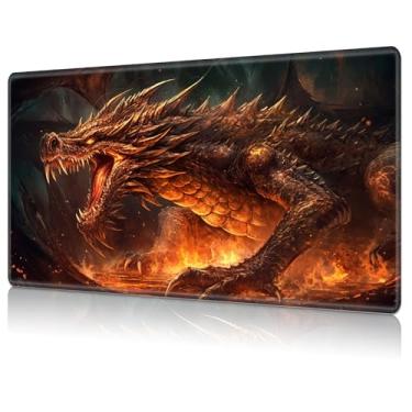 Imagem de MTG Playmat,Game Play Mat for MTG TCG 24 x 14 inches Cards Game Playmats,Trading Card Game Stitched Play Mats Commander Deck Gaming Desk Mat Card Gameplay Mats,Angry Firedragon