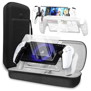 Imagem de QUAGGY Kit De Acessórios 3 Em 1 Compatível Com Playstation Portal, Estojo Transporte Eva Para Ps Portal Capa Protetora Transparente Silicone Tpu E Pc Rígido, Pacote 2 Protetores Tela, Bolsa Viagem P