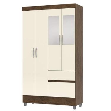 Imagem de Guarda Roupa Solteiro 102cm Com Espelho Ideal Imbuia/Champanhe - Vila 