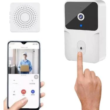Imagem de Interfone Inteligente com Câmera e Áudio Wi-Fi - Visão Noturna e Sem Fio - Segurança e Conforto para Seu Lar