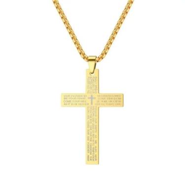 Imagem de EDMIRIA Colar de crucifixo de Jesus de aço inoxidável com cruz de São Bento, pingente de cruz religiosa INRI para homens e mulheres (Design 7), 20 Inches, Aço inoxidável, Sem Pedra Preciosa