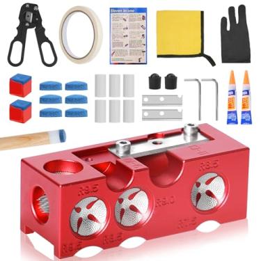 Imagem de YAKUHY Kit de substituição de pontas de taco de sinuca 11 em 1, modelador portátil de ponta de taco de sinuca, kit de ferramentas profissional para tacos de sinuca, acessórios para substituição e