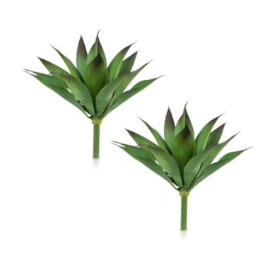 Imagem de Velener Planta de agave artificial ao ar livre – plantas de agave falsas resistentes a UV de tamanho pequeno para decoração interna e externa (35,5 cm dourado ondulado) - pacote com 2