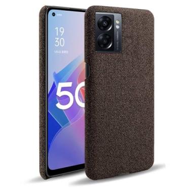 Imagem de Capa para OPPO A57 5G,Capa desenhada em lona,Case Protetora Ultrafina com Empunhadura Macia,Design em Tecido Antichoque e Antiarranhões-Brown