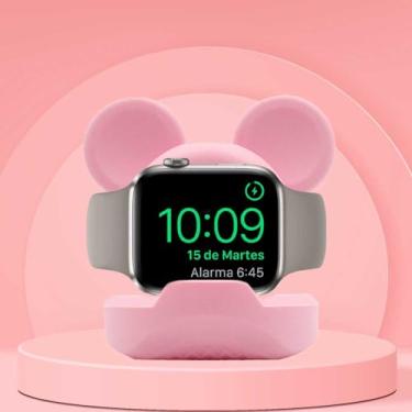 Imagem de Lindo carregador de mouse para Apple Watch, suporte de mesa de silicone para iWatch, suporte de estação de carregamento compatível com todas as séries Apple Watch Ultra/SE/8/7/6/5/4/3/2/1 (não inclui