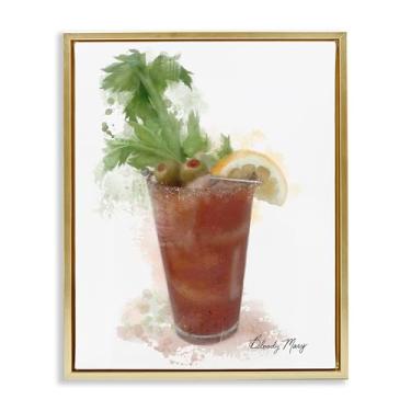 Imagem de Stupell Industries Arte de parede moderna em tela flutuante dourada Bloody Mary, design de Matthew Piotrowicz, 43 x 53 cm