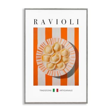Imagem de Stupell Industries Arte giclée emoldurada cinza de macarrão ravioli tradicional, design por Andreas Magnusson, 40 x 61 cm