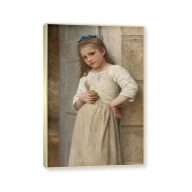 Imagem de NHLDZYH Moldura dourada champanhe. William Adolphe Bouguereau, impressão clássica, (menina 7), cartaz temático de mitologia grega, decoração de parede para cozinha, quarto. 60x90cm