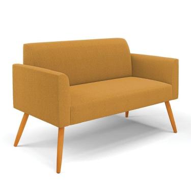 Imagem de Sofá 2 Lugares Namoradeira Pé Palito Castanho Marisa Bouclê Mostarda D03 - D`rossi