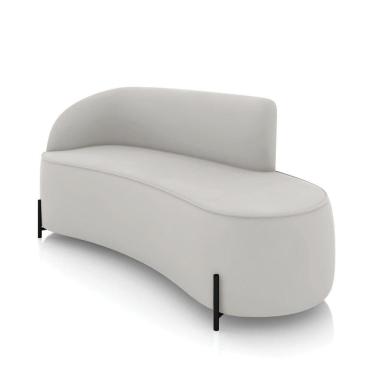 Imagem de Sofá 3 Lugares Orgânico 180cm Pé Ferro Preto Morgan Veludo Cinza D03 - D`rossi