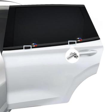 Imagem de Persianas de janela de carro [magnéticas], pacote com 2 persianas respiráveis para janela de carro para bebê, protetor solar elástico para janela de carro para bloqueio de calor solar e raios UV