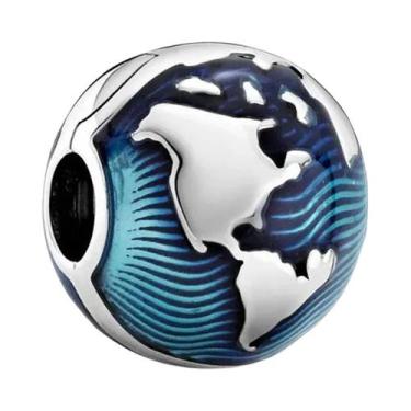 Imagem de Contas de Borboleta e Pata de Cão em Esmalte Azul e Prata - Para Pulse