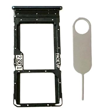 Imagem de Suporte de compartimento para cartão SIM único bandeja de cartão micro SD + pino ejetor de cartão para Motorola Moto One 5G XT2075 (azul)