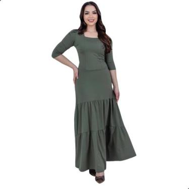 Imagem de Vestido Feminino Longo Tubinho Mangas 3/4 Moda Evangélica - KOPYTTA, V