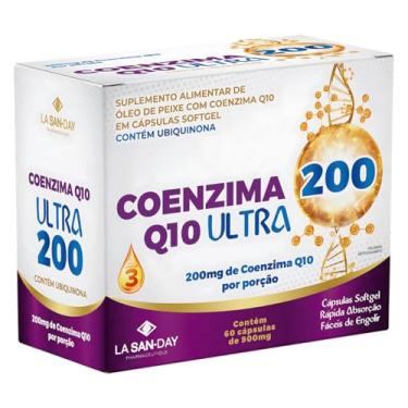 Imagem de Coenzima Q10 Ultra 200 (60 Cápsulas) - Ômega 3 com Coenzima Q10 combina ácidos graxos essenciais EPA e DHA, presentes no óleo de peixe, com a coenzima Q10, um importante antioxidante natural