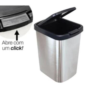Imagem de Lixeira Cesto 09 Litros Inox Com Tampa Click Label