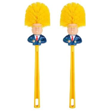 Imagem de Escova de vaso sanitário Evermarket Trump, limpador de escova de vaso sanitário Donald Trump original, esfoliante de vaso sanitário divertido, torna o vaso sanitário ótimo novamente, comandante em bosta, Trump Toilet Brush White Handle