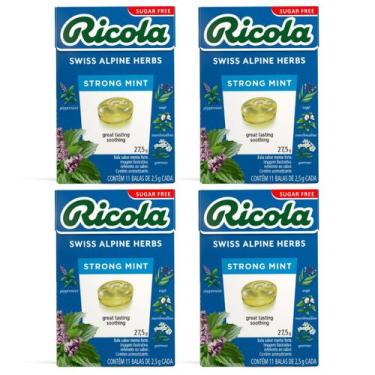 Imagem de Kit 4 Bala Importada Menta Ricola Zero Açúcar 28 Gr Suíça - Barkleys