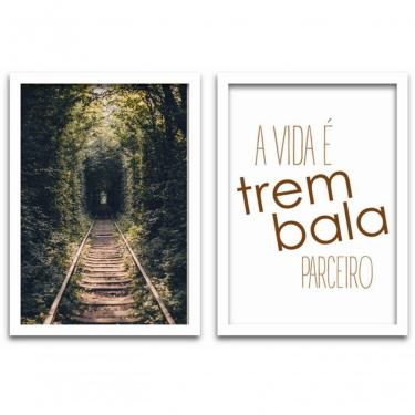 Imagem de Conjunto Quadros Decorativos 2 peças MDF 20x30 Trem bala