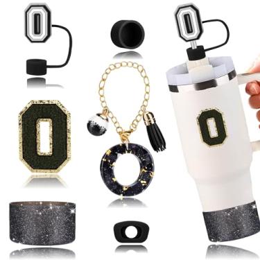 Imagem de Conjunto de acessórios para copos Stanley, incluindo 2 peças de capa de canudo de 1 cm, 1 conjunto de 3 tampas de silicone à prova de derramamento, 1 pingente de alça de flor fofo, 1 bota de silicone