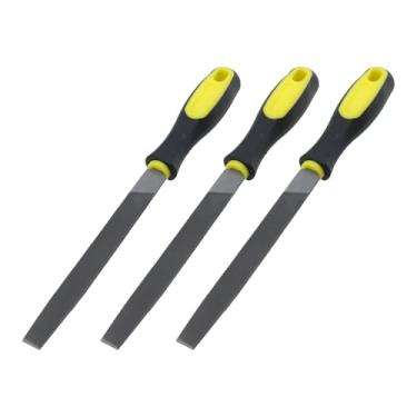 Imagem de Tighall 3 peças de arquivo plano de 15 cm de comprimento, lima manual de aço de alto carbono com alça anticolisão de PVC para projetos de refino, remoção, modelagem e raspagem, usado em jade, cerâmica