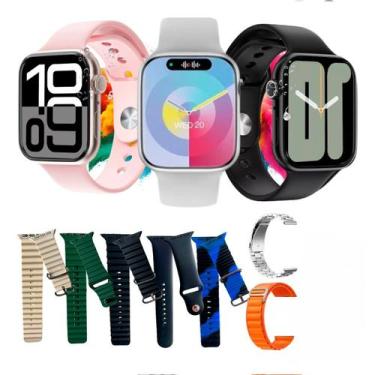 Imagem de Smartwatch K9 Pro Com 7 Pulseiras 49mm Caixa Prata Pulseira Verde-escu