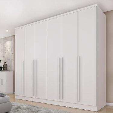 Imagem de Guarda-Roupa Casal 6 Portas 8 Gavetas Puxador MDF 270cm Portugal Espresso Móveis Neve